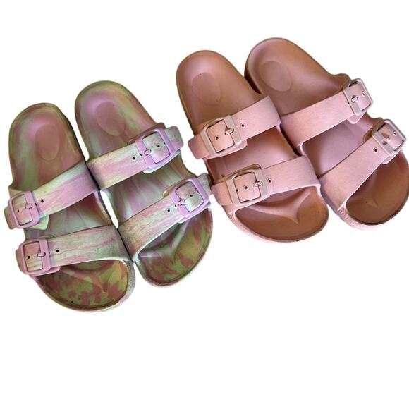 Cat & Jack pink sandals and purple teal sandal size 1 - Picture 1 of 3